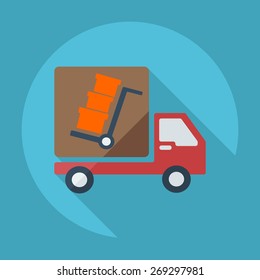 Flat modern design with shadow icons car shipping