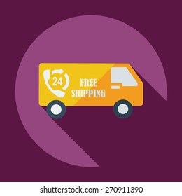 Flat modern design with shadow icons car shipping