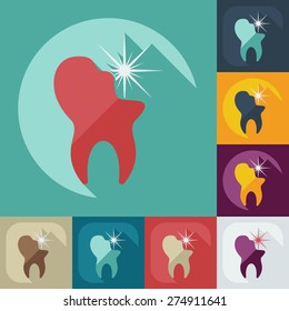 Flat modern design with shadow icons tooth