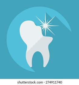 Flat modern design with shadow icons tooth