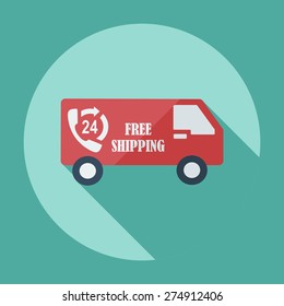 Flat modern design with shadow icons car shipping