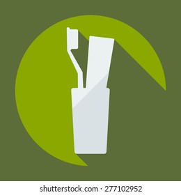 Flat modern design with shadow icons tooth brush