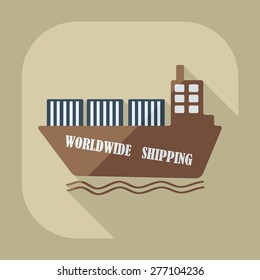 Flat modern design with shadow icons ship delivery