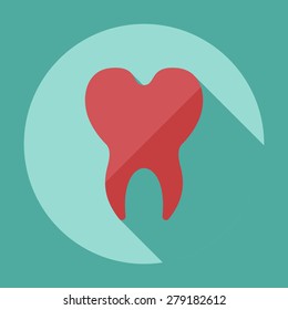 Flat modern design with shadow icons tooth