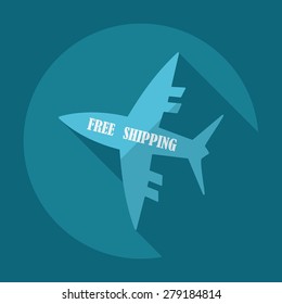 Flat modern design with shadow icons aircraft delivery
