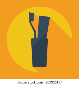 Flat modern design with shadow icons tooth brush