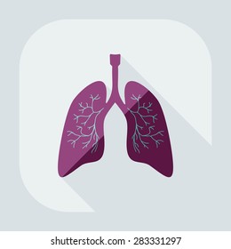 Flat modern design with shadow icons lungs