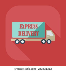 Flat modern design with shadow icons car shipping
