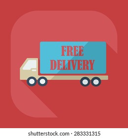 Flat modern design with shadow icons car shipping