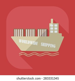 Flat modern design with shadow icons ship delivery
