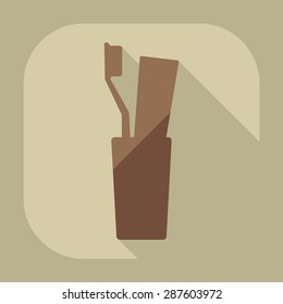 Flat modern design with shadow icons tooth brush