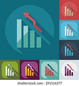 Flat modern design with shadow icons business graph