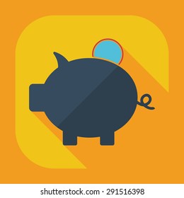 Flat modern design with shadow icons piggy bag