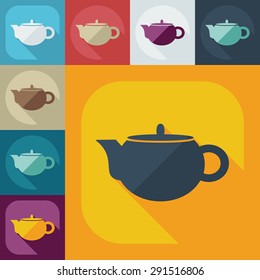 Flat modern design with shadow icons kettle