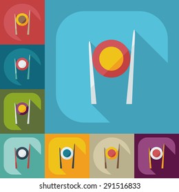 Flat modern design with shadow icons Japanese sushi