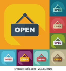 Flat modern design with shadow icons open label