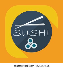 Flat modern design with shadow icons Japanese sushi