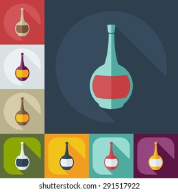 Flat modern design with shadow icons beverage