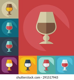 Flat modern design with shadow icons beverage