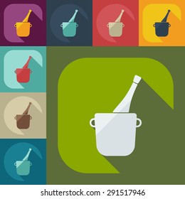 Flat modern design with shadow icons beverage