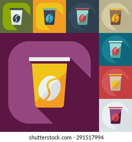 Flat modern design with shadow icons beverage