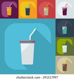 Flat modern design with shadow icons beverage