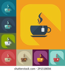 Flat modern design with shadow icons beverage