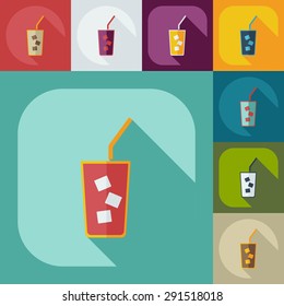 Flat modern design with shadow icons beverage