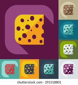 Flat modern design with shadow icons cheese
