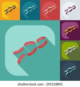 Flat modern design with shadow icons sausages