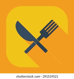 Flat modern design with shadow icons tableware