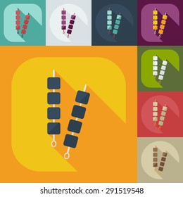 Flat modern design with shadow icons meat