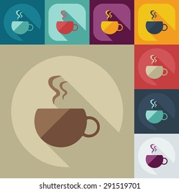 Flat modern design with shadow icons coffee