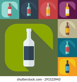 Flat modern design with shadow icons beverage