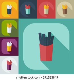 Flat modern design with shadow icons french fries