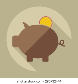 Flat modern design with shadow icons piggy bag