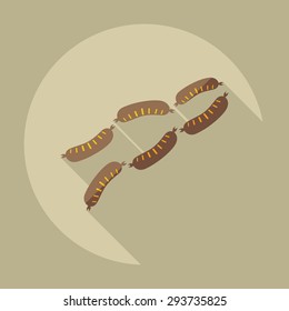 Flat modern design with shadow icons sausages