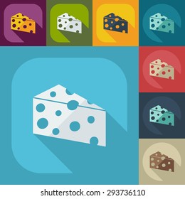 Flat modern design with shadow icons cheese