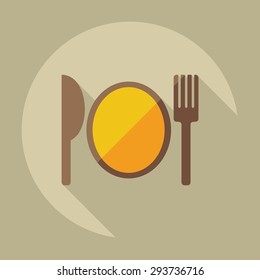 Flat modern design with shadow icons tableware