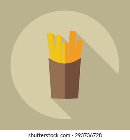 Flat modern design with shadow icons french fries