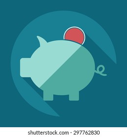 Flat modern design with shadow icons piggy bag