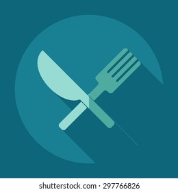 Flat modern design with shadow icons tableware