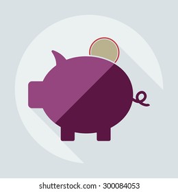 Flat modern design with shadow icons piggy bag