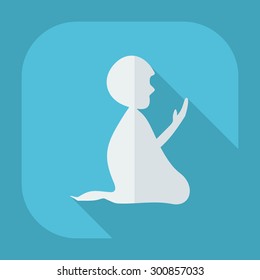 Flat modern design with shadow icons Muslim  praying