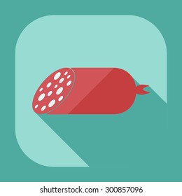 Flat modern design with shadow icons sausages