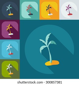 Flat modern design with shadow icons palm