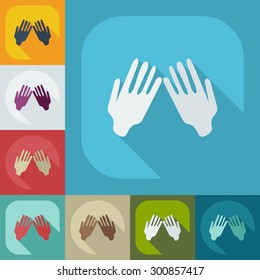 Flat modern design with shadow icons praying hands