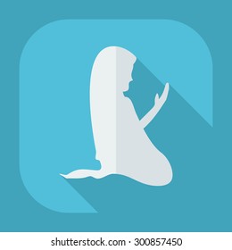 Flat modern design with shadow icons Muslim  praying