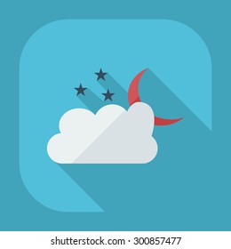 Flat modern design with shadow icons cloud moon stars