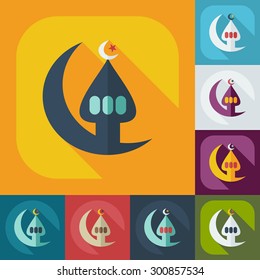 Flat modern design with shadow icons mosque